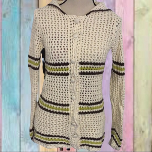 Banana Republic Sweaters - Banana Republic Ivory Cream Long Sleeve Stripe Cardigan Sweater Top